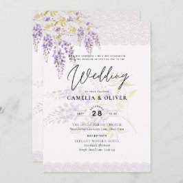 LeahG Lila WISTERIA Lace Floral Wedding INVITE Einladung