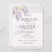 LeahG Lila WISTERIA Lace Floral Wedding INVITE Einladung (Vorderseite)