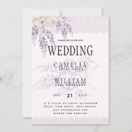 LeahG Lila WISTERIA Lace Floral Wedding INVITE Einladung