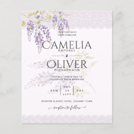 LeahG Lila WISTERIA Lace Floral Wedding INVITE Flyer