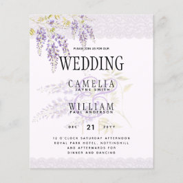LeahG Lila WISTERIA Lace Floral Wedding INVITE Flyer
