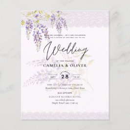 LeahG Lila WISTERIA Lace Floral Wedding INVITE Flyer