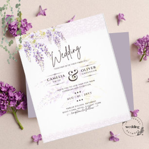 LeahG Lila WISTERIA Lace Floral Wedding INVITE Flyer