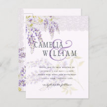LeahG Lila WISTERIA Lace Floral Wedding INVITE