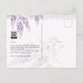 LeahG Lila Wisteria Moderne Blumenhochzeit Postkarte (Rückseite)