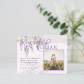 LeahG Lila Wisteria Moderne Blumenhochzeit Postkarte (Stehend Vorderseite)
