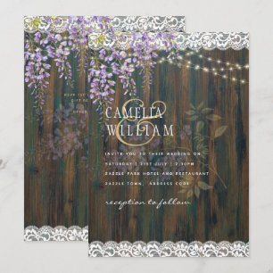 LeahG Lila WISTERIA Rustikale Hochzeit Einladung
