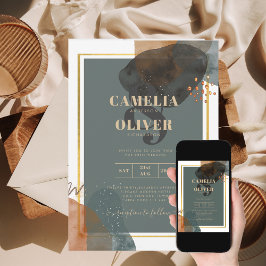 Leahg Moderne Abstrakte AQUAMARINE EARTH TONES küh Einladung