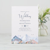 LeahG Mountain Scene Winter Kraft Wedding Einladung (Stehend Vorderseite)