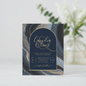 LeahG Navy Blue Gold Agate STARRY NIGHT Wedding (Stehend Vorderseite)