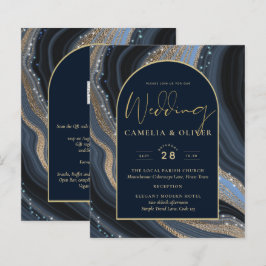 LeahG Navy Blue Gold Agate STARRY NIGHT Wedding