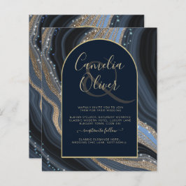 LeahG Navy Blue Gold Agate STARRY NIGHT Wedding