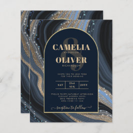 LeahG Navy Blue Gold Agate STARRY NIGHT Wedding