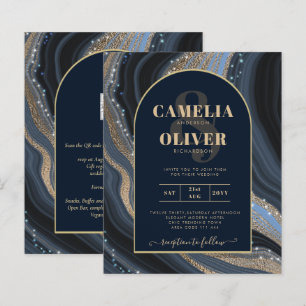 LeahG Navy Blue Gold Agate STARRY NIGHT Wedding