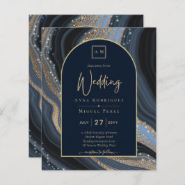 LeahG Navy Blue Gold Agate STARRY NIGHT Wedding