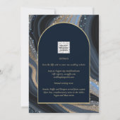 LeahG Navy Blue Gold Agate STARRY NIGHT Wedding Einladung (Rückseite)