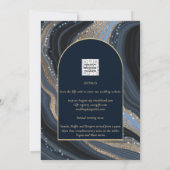 LeahG Navy Blue Gold Agate STARRY NIGHT Wedding Einladung (Rückseite)