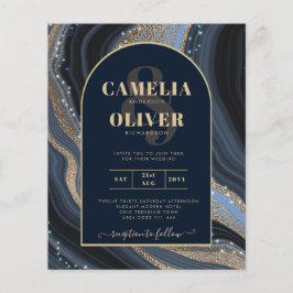 LeahG Navy Blue Gold Agate STARRY NIGHT Wedding Flyer
