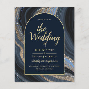 LeahG Navy Blue Gold Agate STARRY NIGHT Wedding Flyer