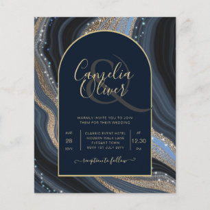 LeahG Navy Blue Gold Agate STARRY NIGHT Wedding Flyer