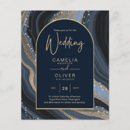 LeahG Navy Blue Gold Agate STARRY NIGHT Wedding Flyer