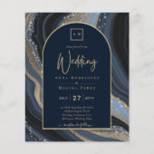 LeahG Navy Blue Gold Agate STARRY NIGHT Wedding Flyer (Vorne)