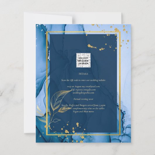 LeahG® Navy Blue Gold Alkohol Tinte Wedding (Rückseite)
