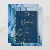 LeahG® Navy Blue Gold Alkohol Tinte Wedding (Vorne/Hinten)