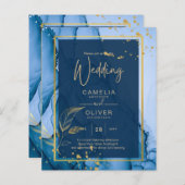 LeahG® Navy Blue Gold Alkohol Tinte Wedding (Vorne/Hinten)