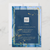 LeahG® Navy Blue Gold Alkohol Tinte Wedding Einladung (Rückseite)