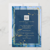 LeahG® Navy Blue Gold Alkohol Tinte Wedding Einladung (Rückseite)