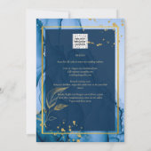 LeahG® Navy Blue Gold Alkohol Tinte Wedding Einladung (Rückseite)