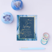 LeahG® Navy Blue Gold Alkohol Tinte Wedding Flyer (Einzeln)