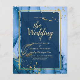 LeahG® Navy Blue Gold Alkohol Tinte Wedding Flyer