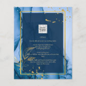 LeahG® Navy Blue Gold Alkohol Tinte Wedding Flyer (Hinten)