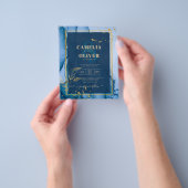 LeahG® Navy Blue Gold Alkohol Tinte Wedding Flyer (Gruppe)
