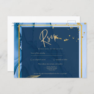 LeahG® Navy Blue Gold Alkohol Tinte Wedding Postkarte