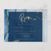 LeahG® Navy Blue Gold Alkohol Tinte Wedding Postkarte (Vorderseite)