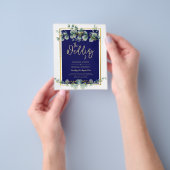 LeahG NAVY BLUE GOLD Greenery Eukalyptus Wedding Flyer (Gruppe)