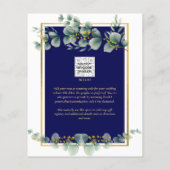 LeahG NAVY BLUE GOLD Greenery Eukalyptus Wedding Flyer (Hinten)