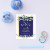 LeahG NAVY BLUE GOLD Greenery Eukalyptus Wedding Flyer (Einzeln)