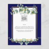 LeahG NAVY BLUE GOLD Greenery Eukalyptus Wedding Flyer (Hinten)