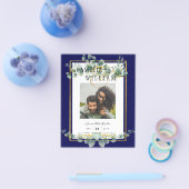 LeahG NAVY BLUE GOLD Greenery Eukalyptus Wedding Flyer (Einzeln)