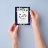LeahG NAVY BLUE GOLD Greenery Eukalyptus Wedding Flyer (Gruppe)