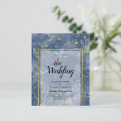LeahG Navy Blue Gold INK Abstrakt Wedding INVITE (Stehend Vorderseite)