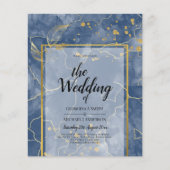 LeahG Navy Blue Gold INK Abstrakt Wedding INVITE (Vorderseite)