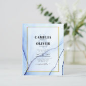 LeahG Navy Blue Gold INK Abstrakt Wedding INVITE (Stehend Vorderseite)