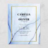 LeahG Navy Blue Gold INK Abstrakt Wedding INVITE (Vorderseite)