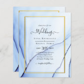LeahG Navy Blue Gold INK Abstrakt Wedding INVITE (Vorne/Hinten)