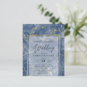 LeahG Navy Blue Gold INK Abstrakt Wedding INVITE (Stehend Vorderseite)